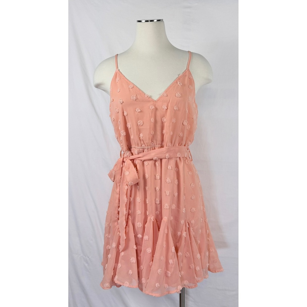 BaeVely Pink Ruffle Mini Dress L Triangle Top Coquette Y2K Romantic Soft Belt